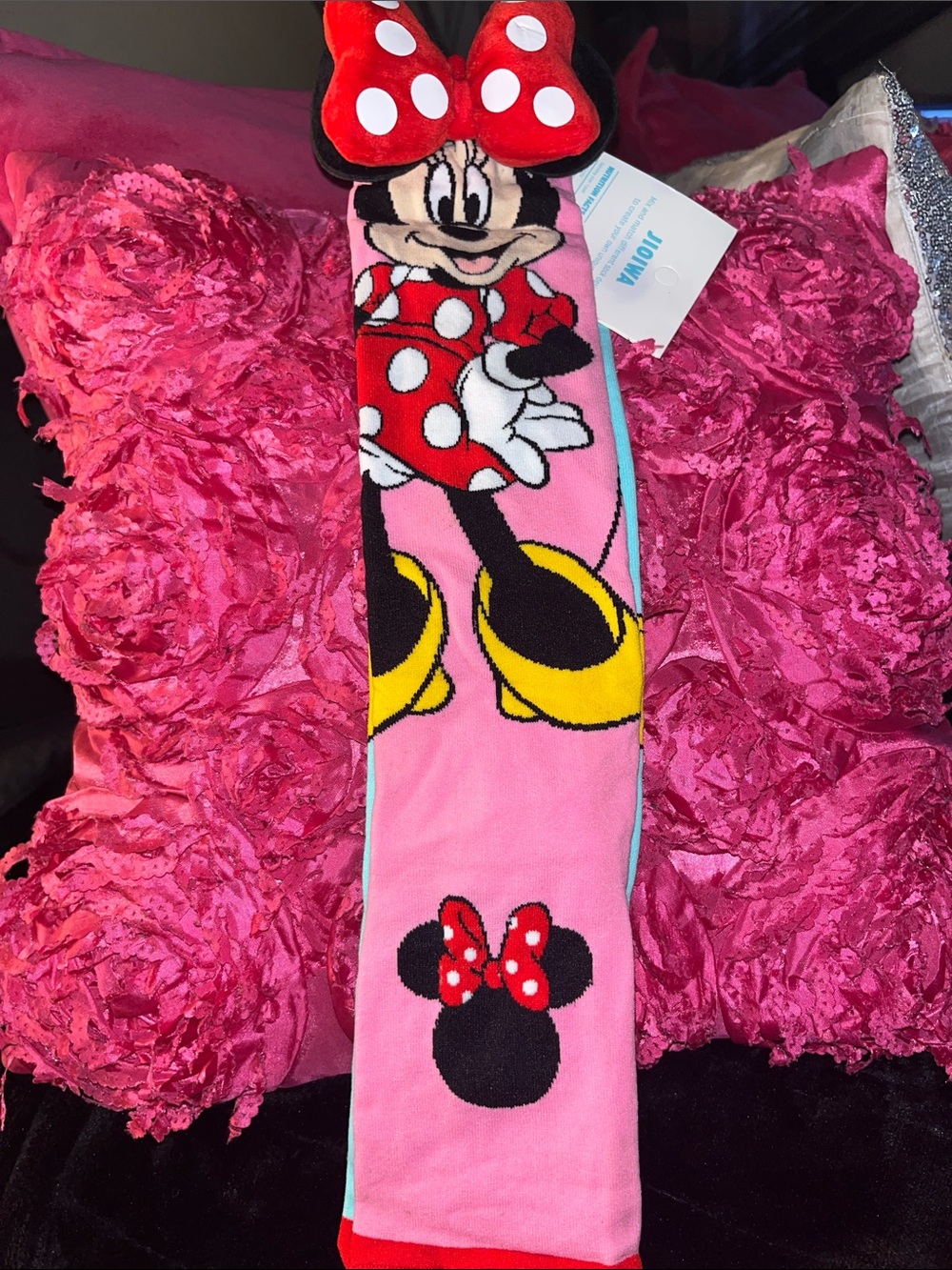 Disney Mickey and Minnie 3D Knee-High Socks in Light Blue, Red and Yellow